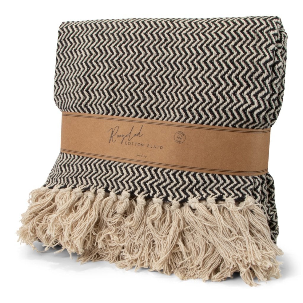 Plaid / deken  Cotton Plaid Visgraat Zwart, Ophalen of Verzenden, Nieuw