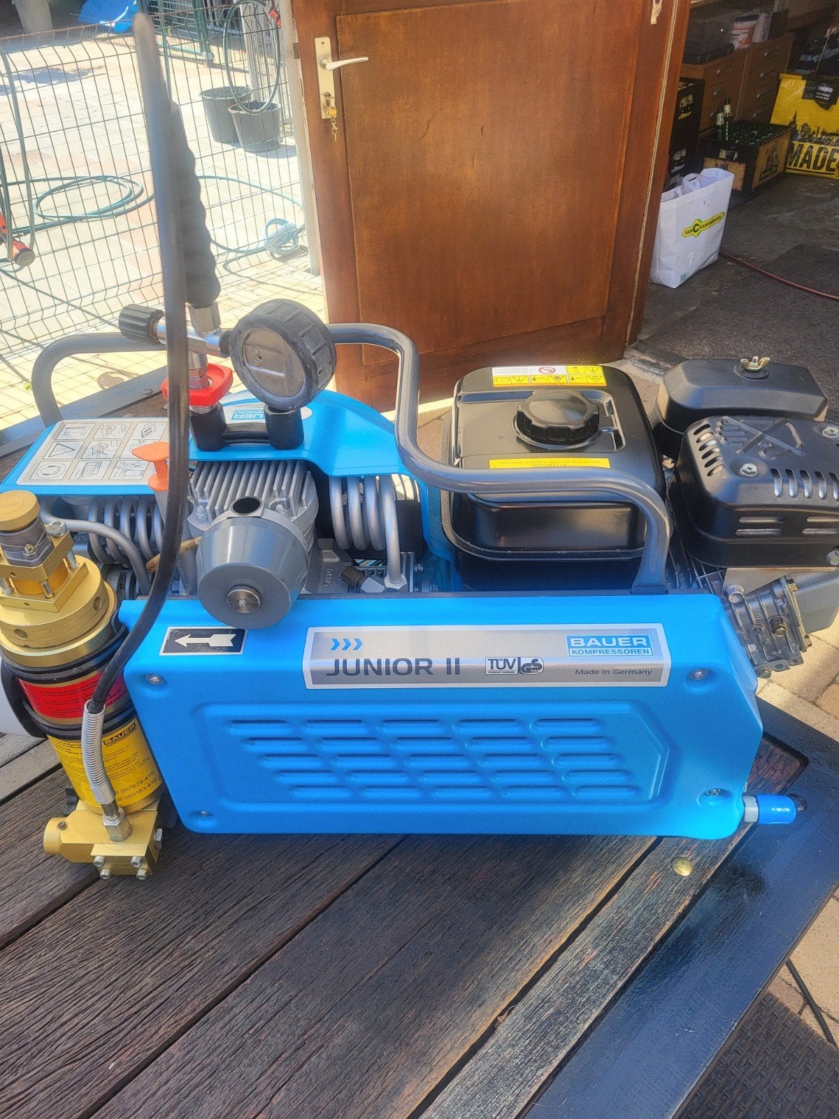 Bauer compressor Junior II SCHUURVONST, Watersport en Boten, Duiken, Ophalen, Zo goed als nieuw, Duikfles