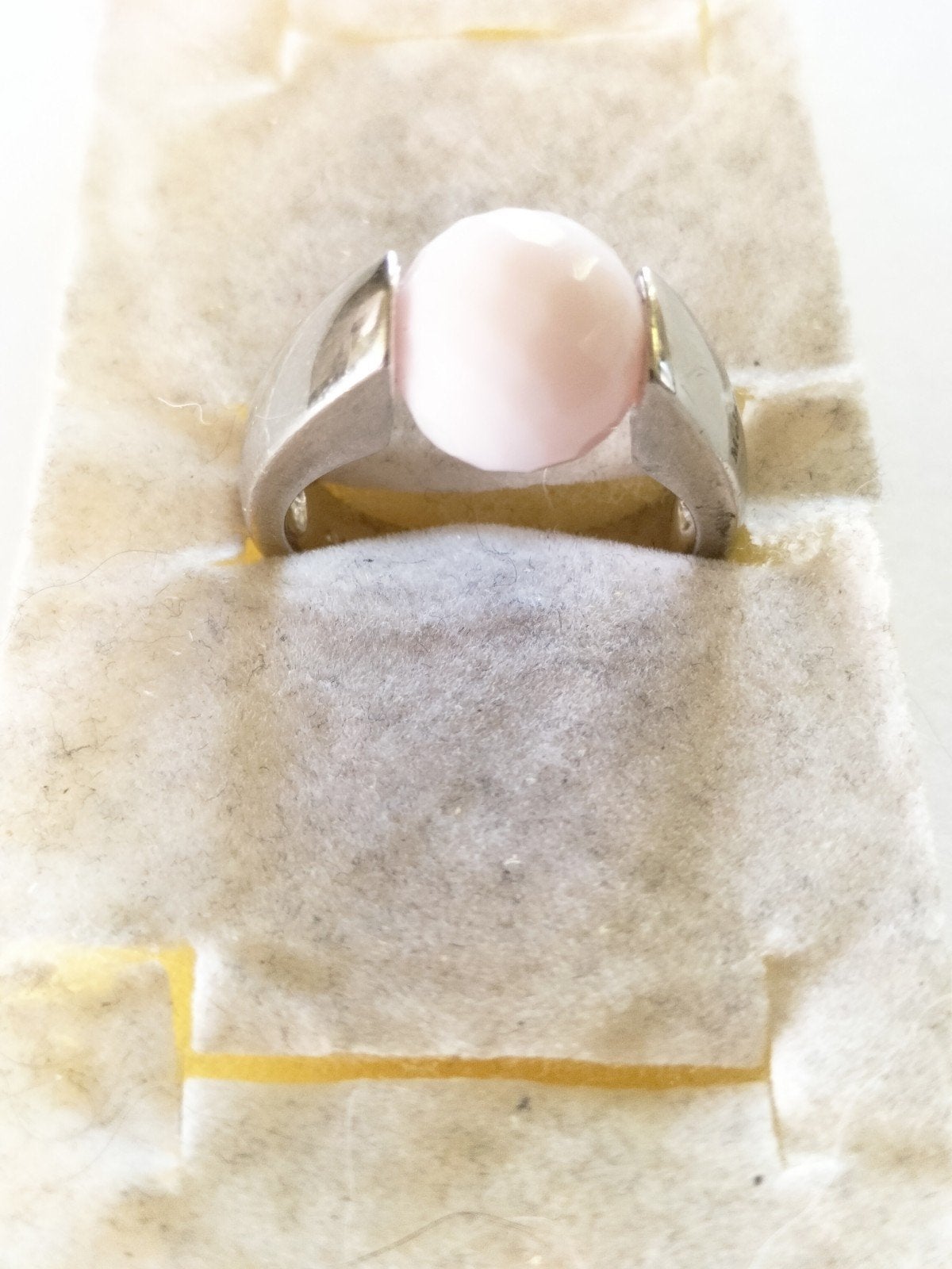 Melano ring zilver met prachtige roze steen, Verzenden, Zo goed als nieuw, 17 tot 18, Met edelsteen