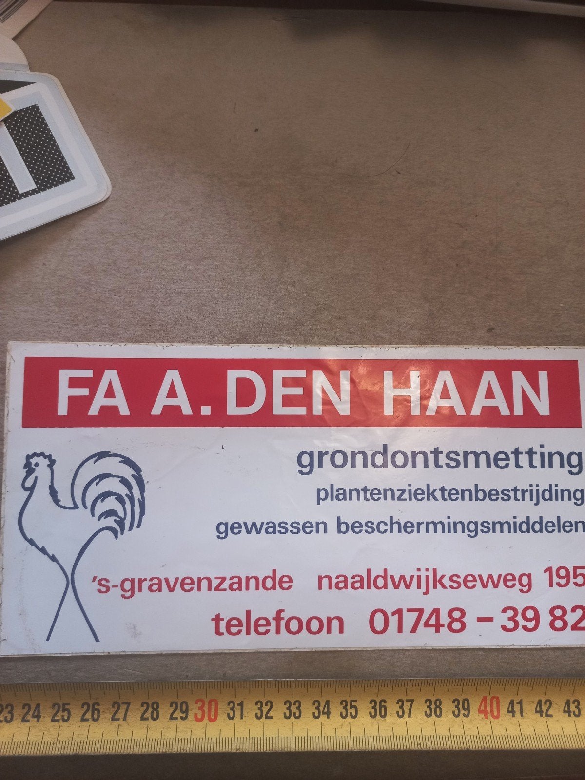 Vintage Reclamesticker FA A. Den Haan - Grondontsmetting, Ophalen of Verzenden, Gebruikt