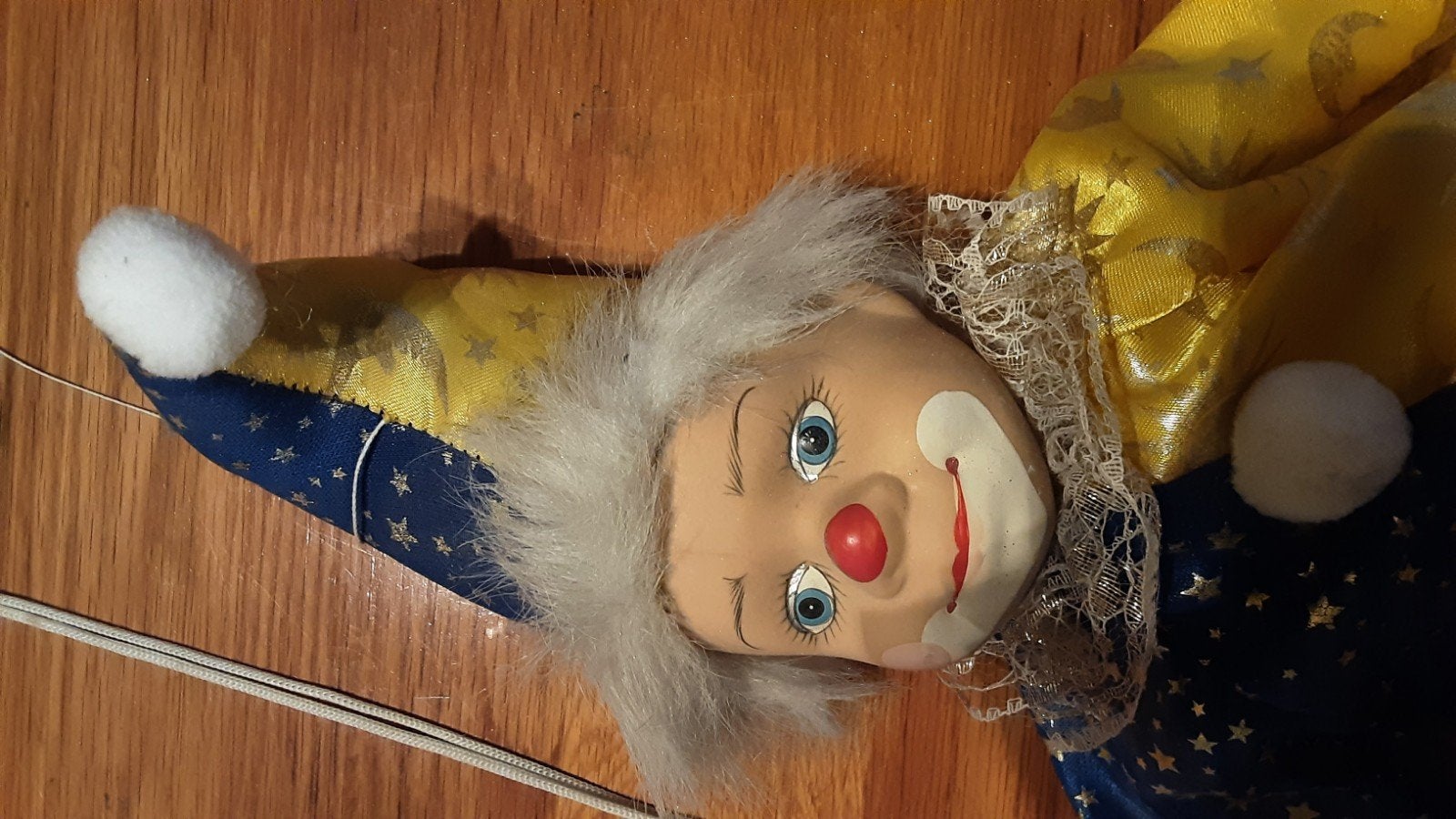 Vintage Clown Pop aan Schommel - Decoratief en Uniek, Verzamelen, Poppen, Ophalen, Gebruikt, Pop