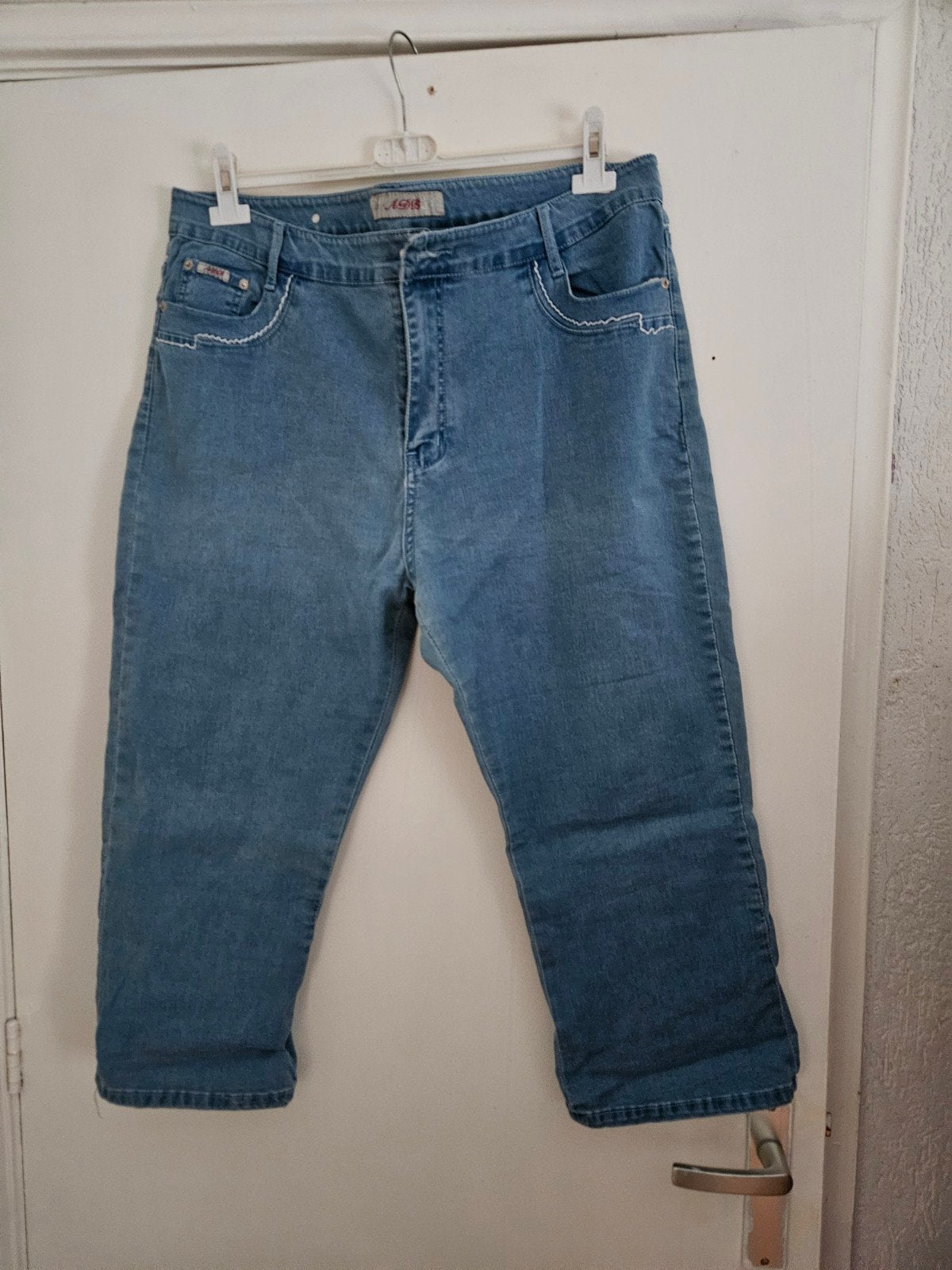 blauwe denim capri-7/8 jeans, Ophalen of Verzenden, Gedragen, Blauw, Broek of Spijkerbroek