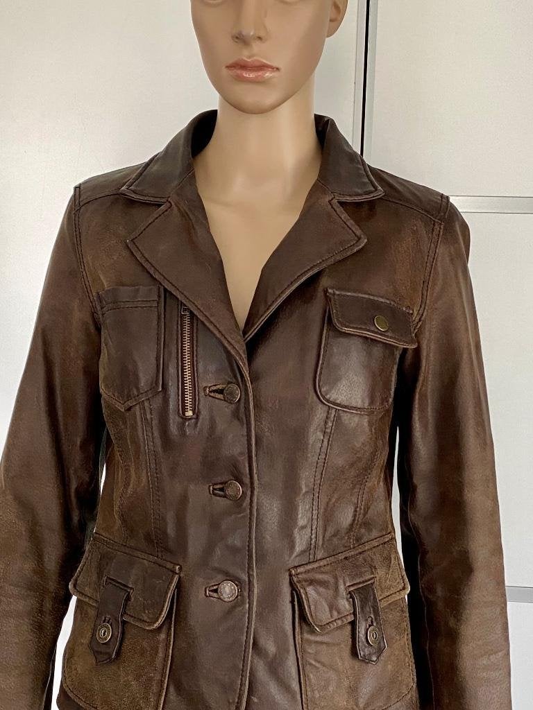 i632 Echt-leren jasje mt. 38=M jas blazer colbert leer bruin, Kleding | Dames, Jasjes, Kostuums en Pakken, Maat 38/40 (M), Bruin