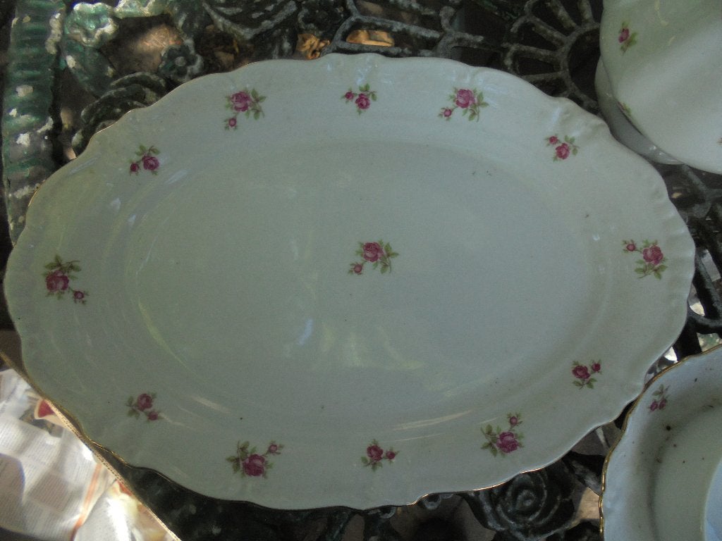 Ovale Vleesschaal Winterling Marktleuthen Bavaria roze roos, Ophalen of Verzenden