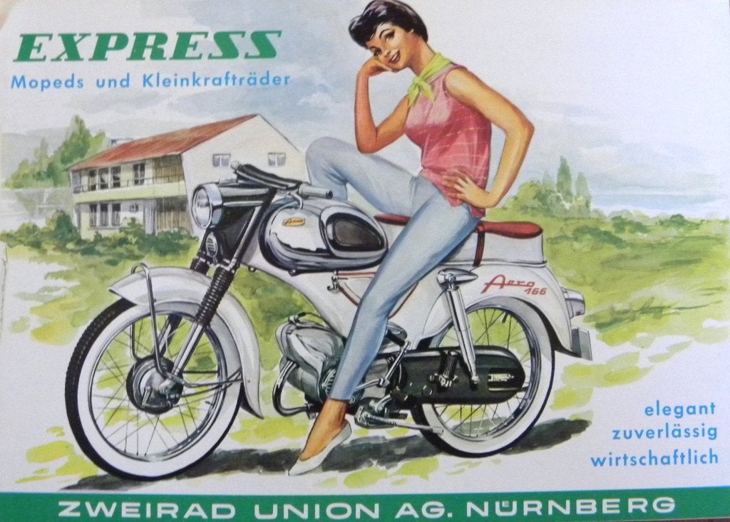 Folder EXPRESS Mopeds und Kleinkrafträder 1963 DKW Victoria, Fietsen en Brommers, Ophalen of Verzenden, Zo goed als nieuw