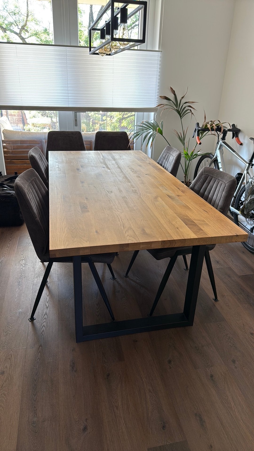Houten eettafel incl/excl zes eettafel stoelen, Ophalen, 200 cm of meer, 50 tot 100 cm, Zo goed als nieuw