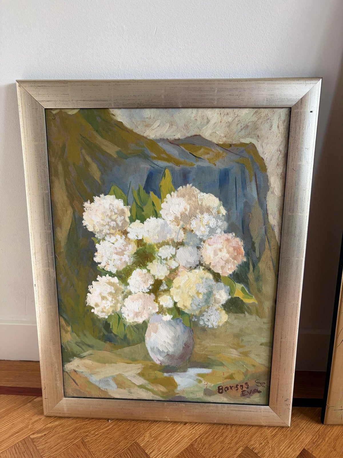 Schilderij van Eva Borsos Sz. - Bloemen in vaas, Bloemen, Doek, Impressionistisch, Ophalen of Verzenden