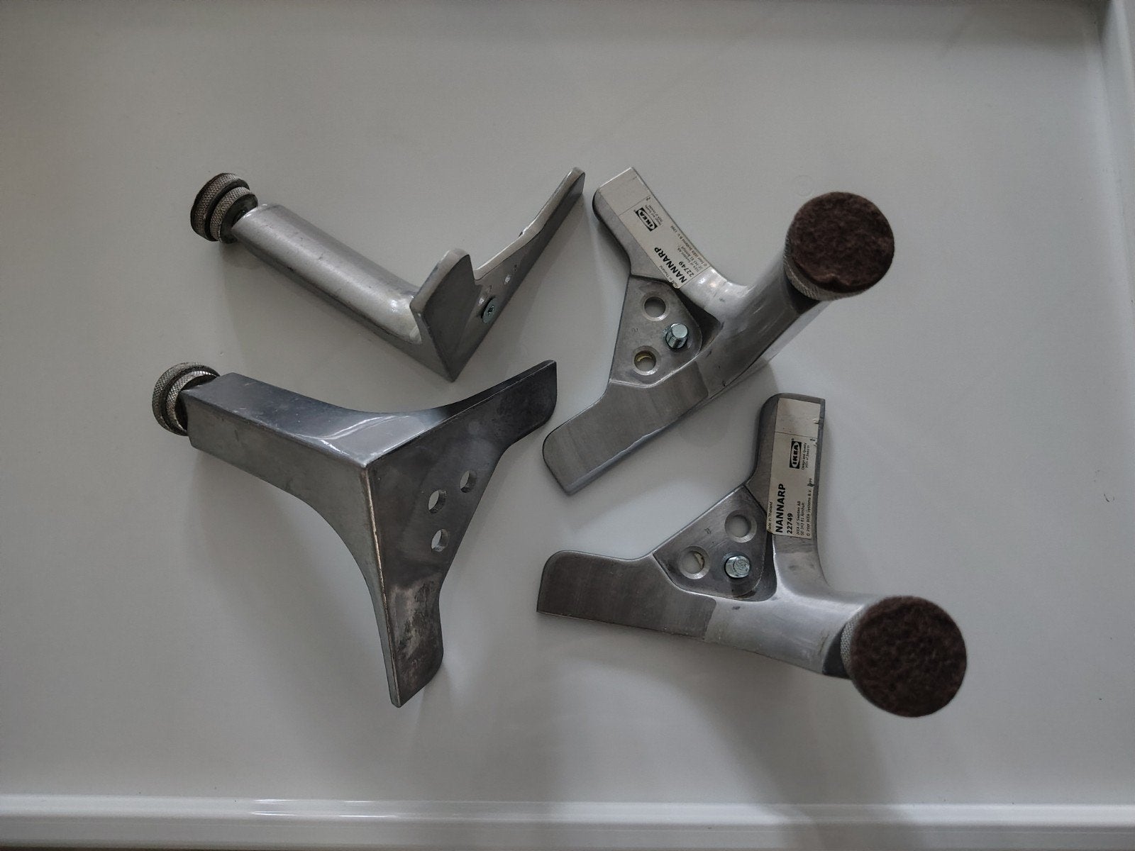 Nannarp Ikea meubelpoot 4st, chroom met extra stelpoot, Ophalen