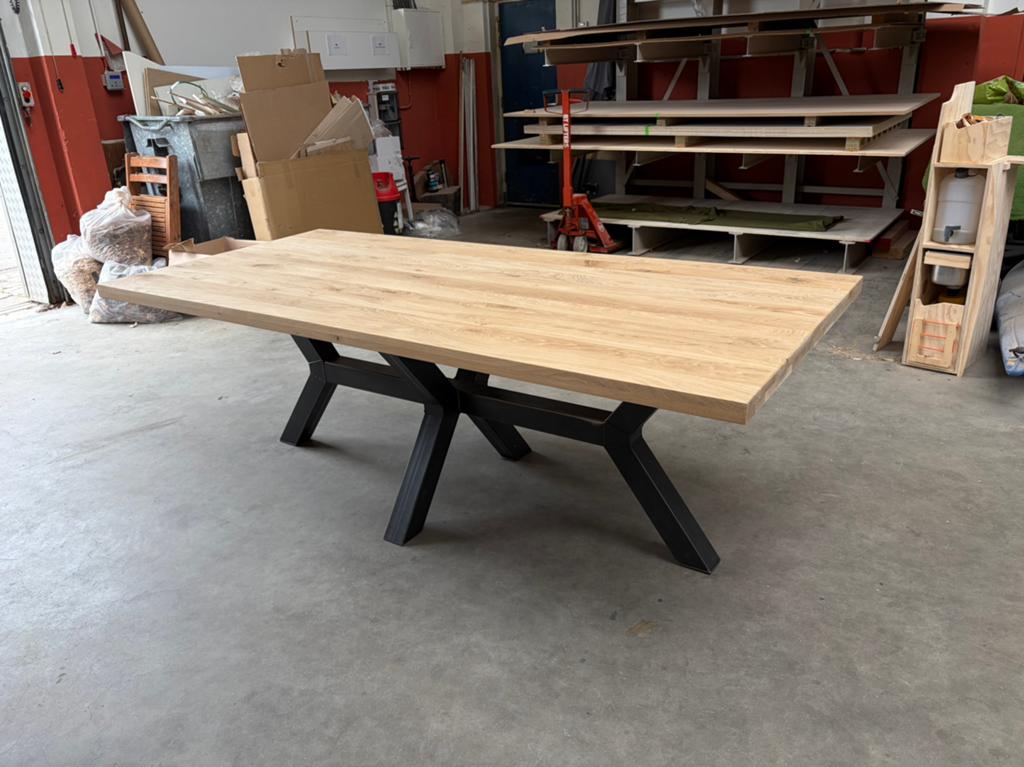Eettafel eiken massief 220x100, Huis en Inrichting, Tafels | Eettafels, 100 tot 150 cm, Eikenhout, 200 cm of meer, Ophalen of Verzenden
