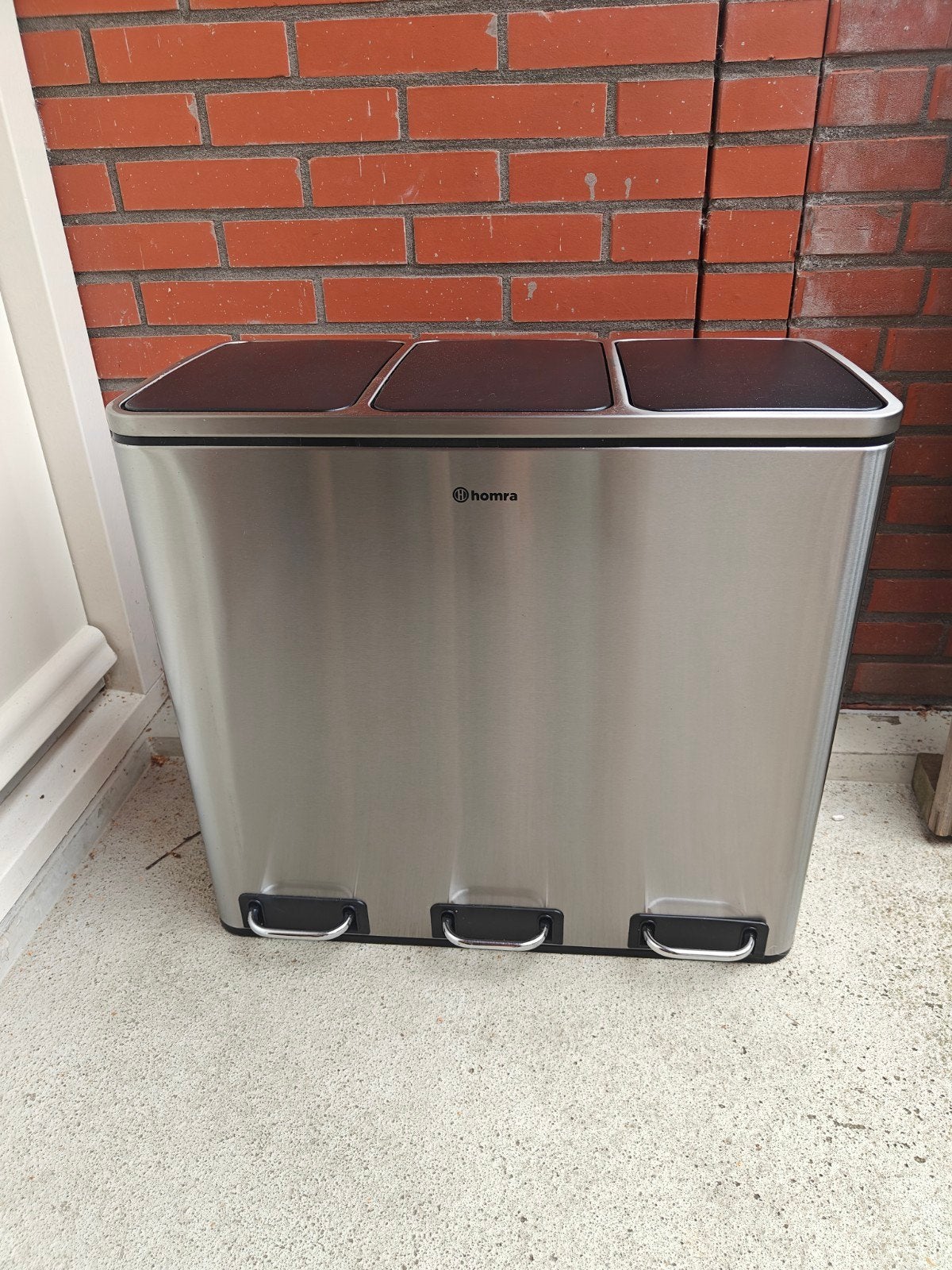 Homra SPARQ 3-vaks afvalscheider 54L RVS, Huis en Inrichting, Woonaccessoires | Prullenbakken, Ophalen, 50 – 75, Gebruikt, Met pedaal
