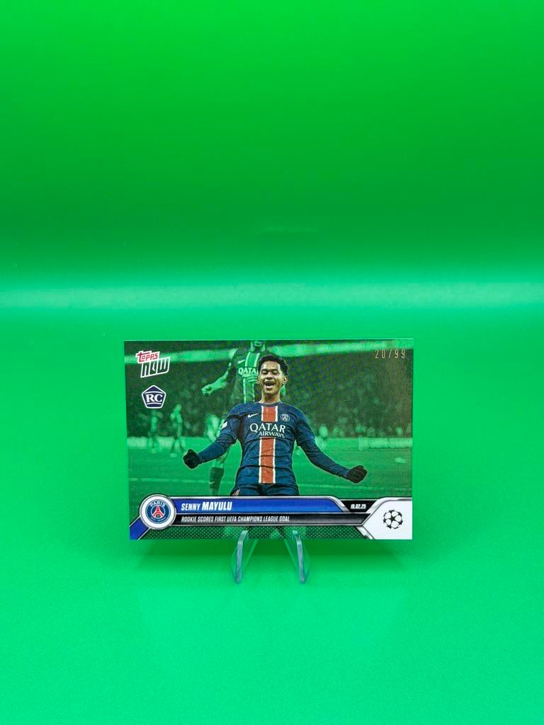 Topps Now Senny Mayulu RC Rookie /99 Green PSG, Hobby en Vrije tijd, Stickers en Plaatjes, Ophalen of Verzenden, Zo goed als nieuw