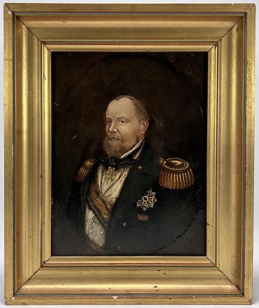 294. Olieverfschilderij - portret Willem III, 19e eeuw, Antiek en Kunst, Kunst | Schilderijen | Klassiek, Ophalen of Verzenden