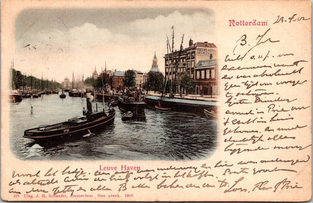 Rotterdam - 12 antieke ansichtkaarten Leuvehaven VIII, Verzamelen, Verzenden, Voor 1920, Gelopen, Zuid-Holland