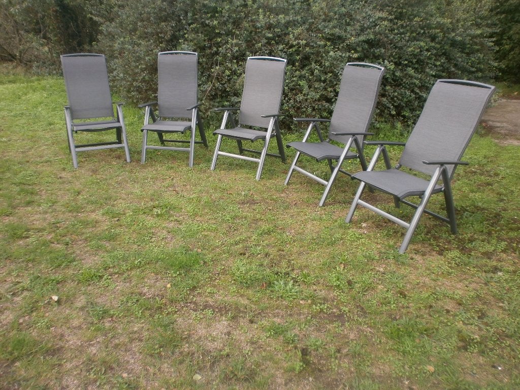 5 tuinstoelen, Ophalen, Gebruikt, Aluminium, Inklapbaar