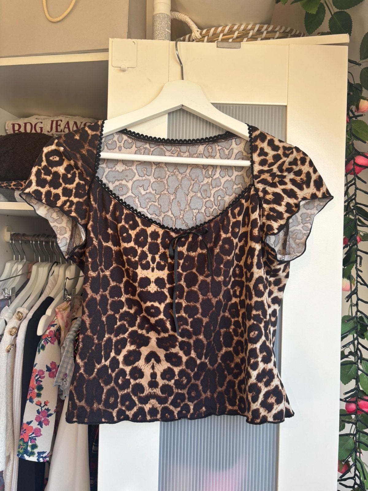 Panterprint top maat M, Kleding | Dames, Ophalen, Zo goed als nieuw, Maat 38/40 (M), Zonder mouw