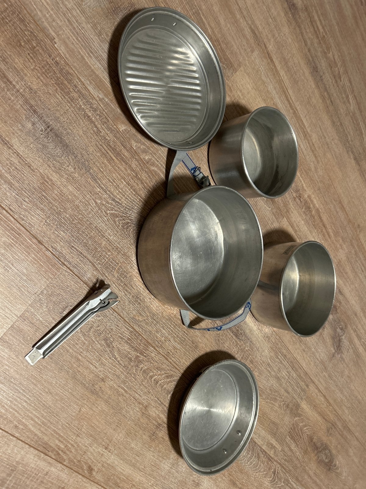Vintage aluminium kampeer kookset - 5-delig, Ophalen of Verzenden, Gebruikt