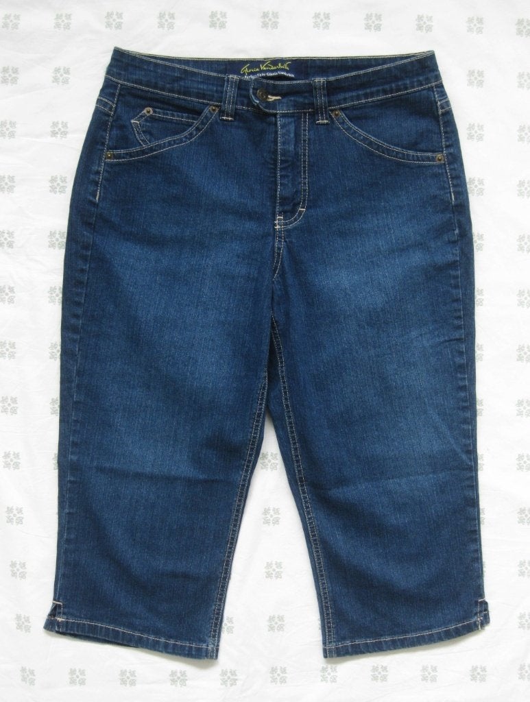 Gloria VanderBilt knielange broek, jeans, capri, maat 10, M, Blauw, Ophalen of Verzenden, Zo goed als nieuw, W30 - W32 (confectie 38/40)