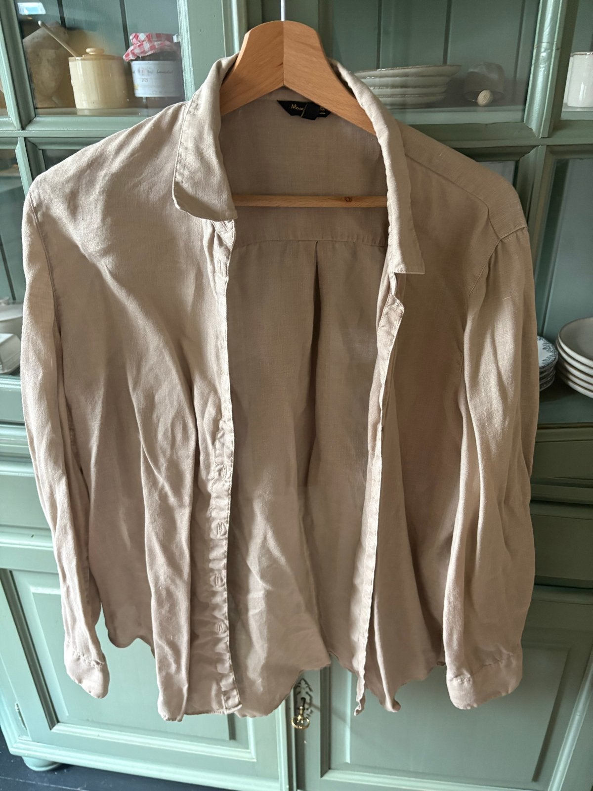 Massimo Dutti linnen blouse, Ophalen of Verzenden, Gedragen, Maat 38/40 (M), Beige