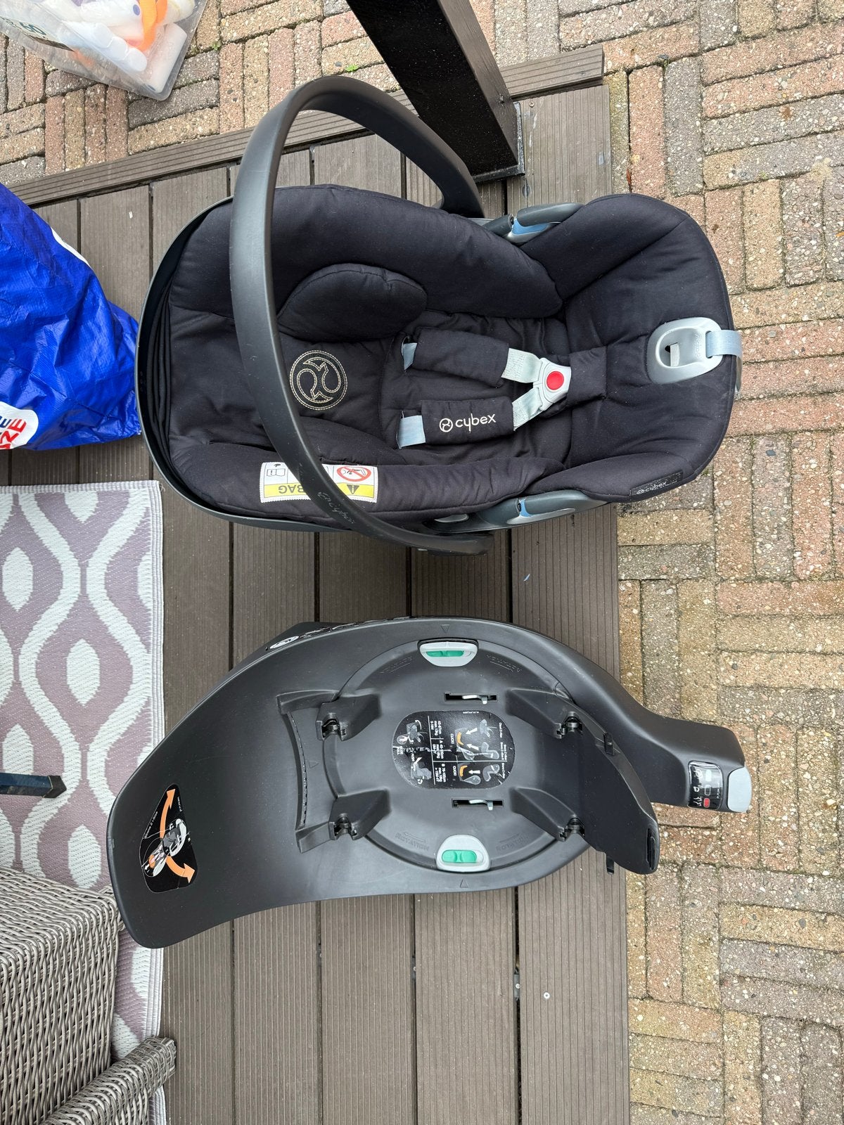 Cybex Aton 5 autostoel met Isofix base, Autogordel of Isofix, Gebruikt, Zijbescherming, 0 t/m 13 kg