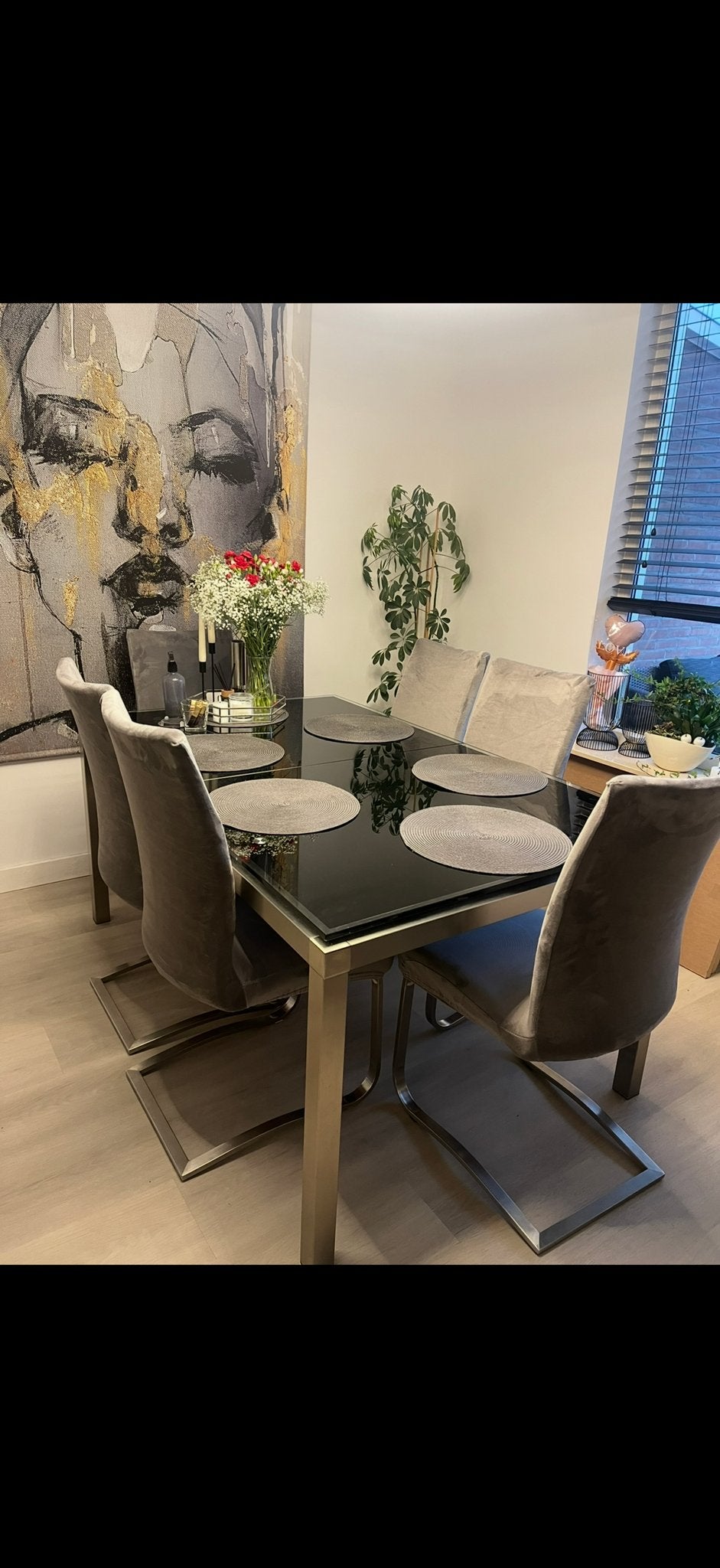 Modern Dining Table (Extendable) & Matching Coffee Table, Ophalen, Gebruikt, 50 tot 100 cm, Glas