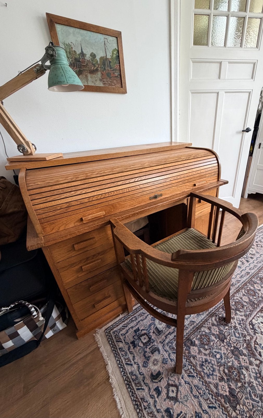 Cilinderbureau / rolluikbureau met stoel, Ophalen