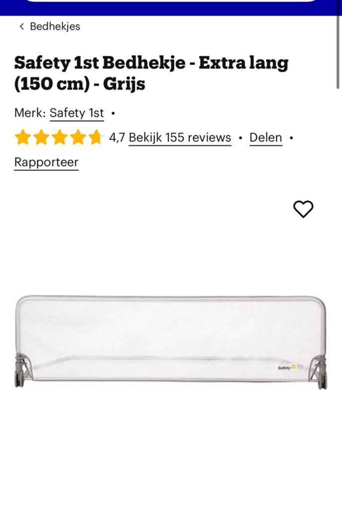 Bedhek safety 1st 150cm, Ophalen, Gebruikt, Overige typen