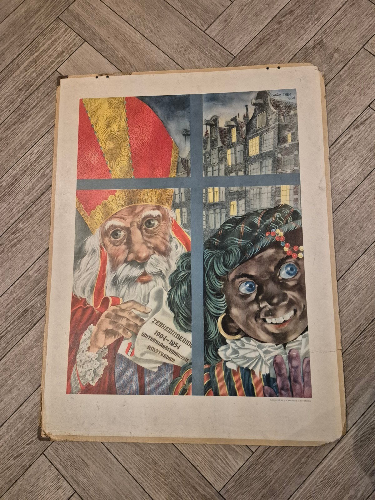 zeldzame antieke schoolplaat sinterklaas, Ophalen of Verzenden