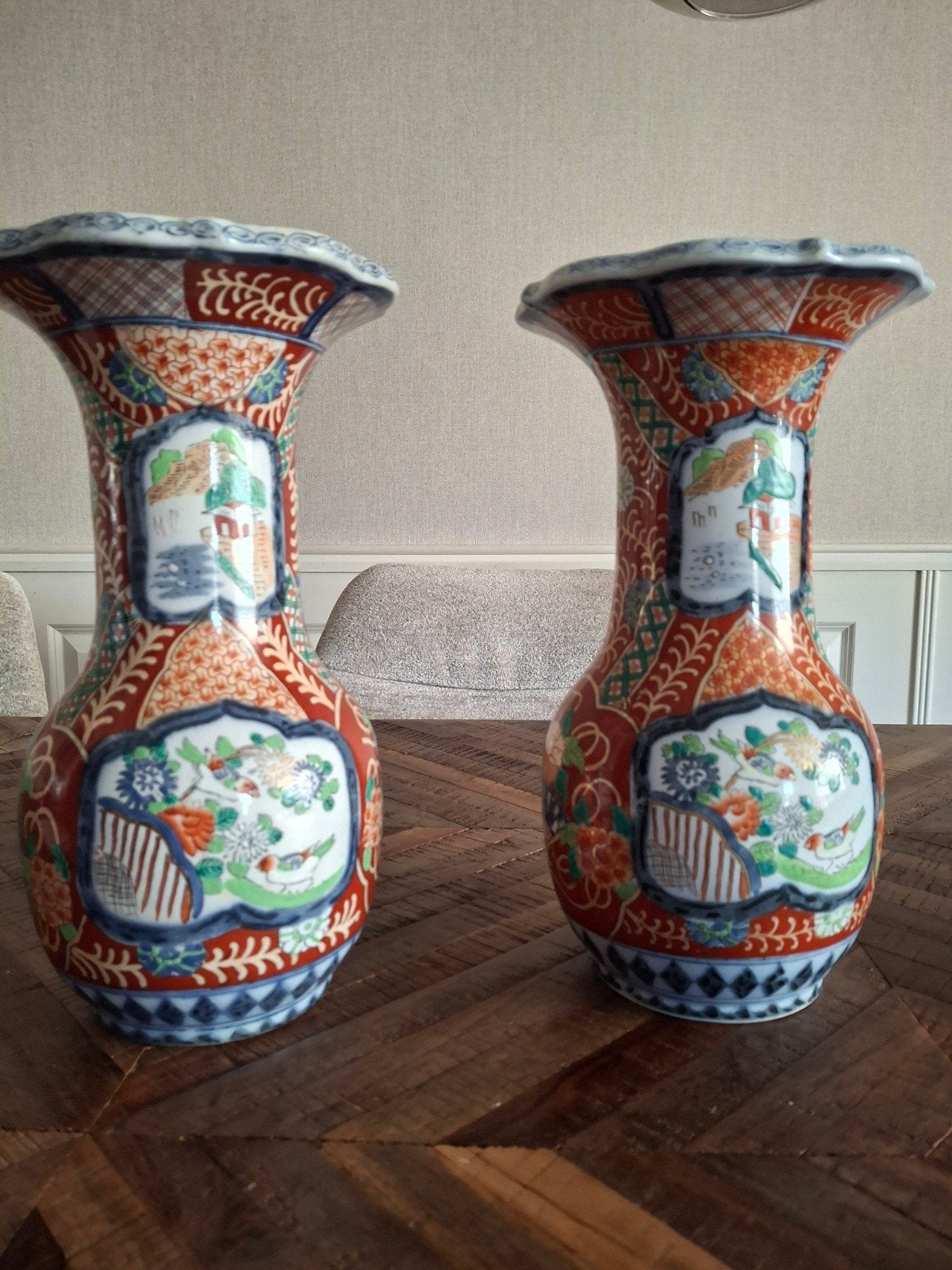 Prachtig paar Oosterse porseleinen vazen – Imari-stijl, Ophalen of Verzenden