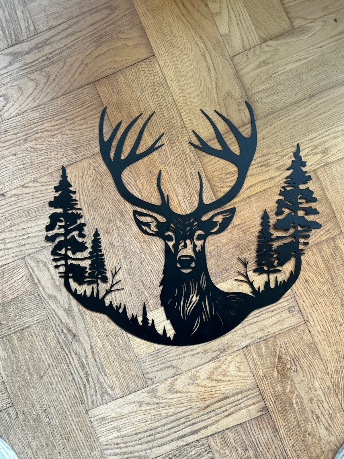 Metalen Wanddecoratie Hert, Huis en Inrichting, Woonaccessoires | Overige, Zwart, Ophalen of Verzenden, Zo goed als nieuw, Metaal