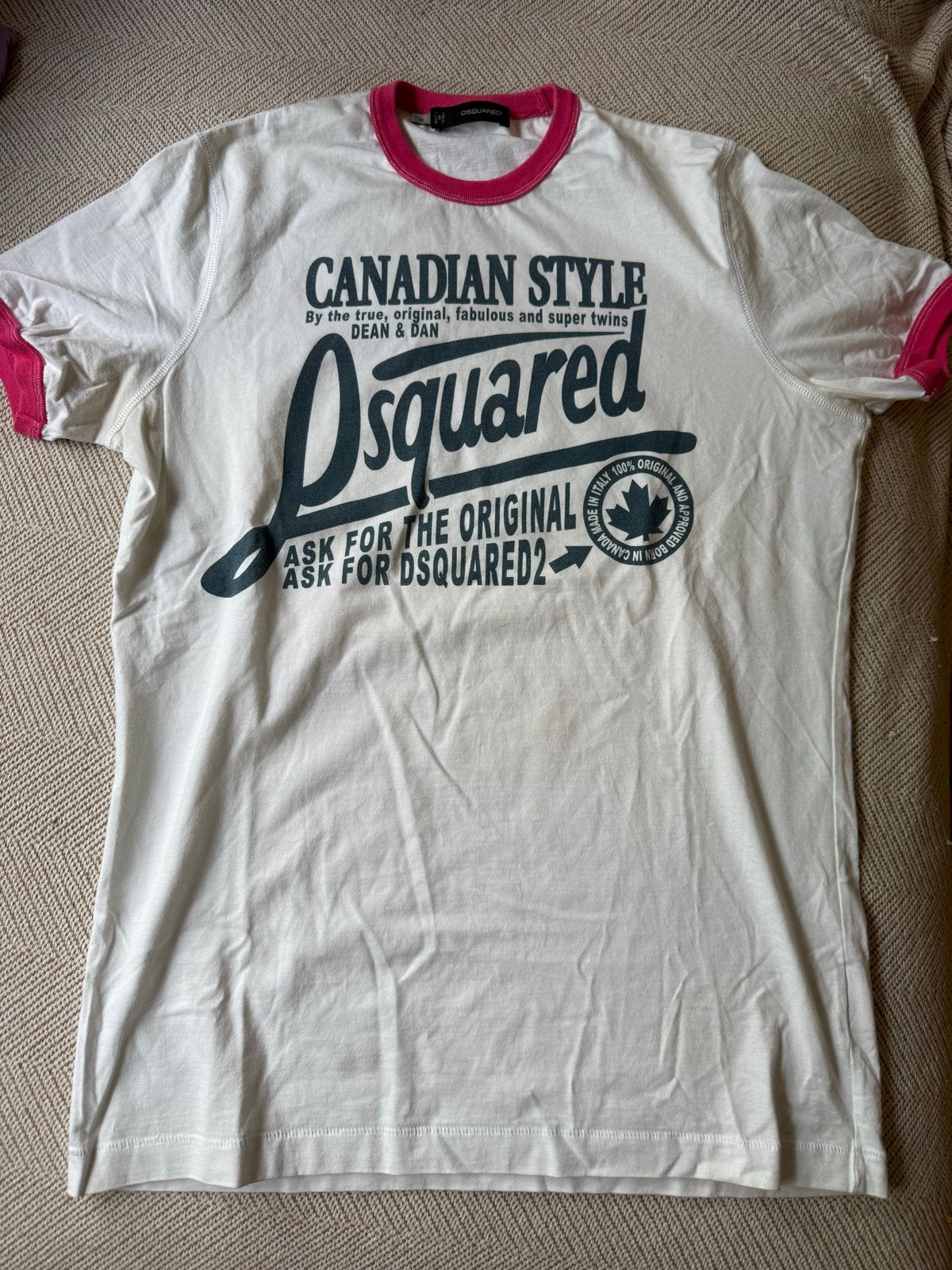 DSQUARED² Vintage Ringer T-shirt Lente/Zomer 2011, Ophalen of Verzenden, Gedragen, Maat 48/50 (M), Wit