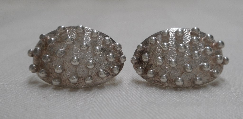 Zilveren vintage sputnik oorbellen nr.1453, Hangers, Verzenden, Zo goed als nieuw, Zilver