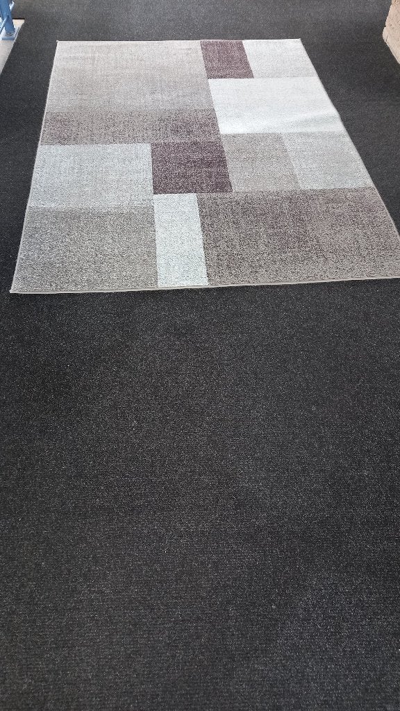 Modern Vloerkleed met Patchwork Design - Grijs/Bruin, Huis en Inrichting, Ophalen, Gebruikt, Modern patchwork, Bruin