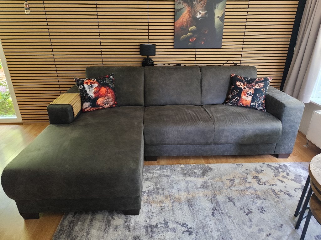 Bank met chaise longue, Driepersoons, Zo goed als nieuw, Overige materialen, Ophalen