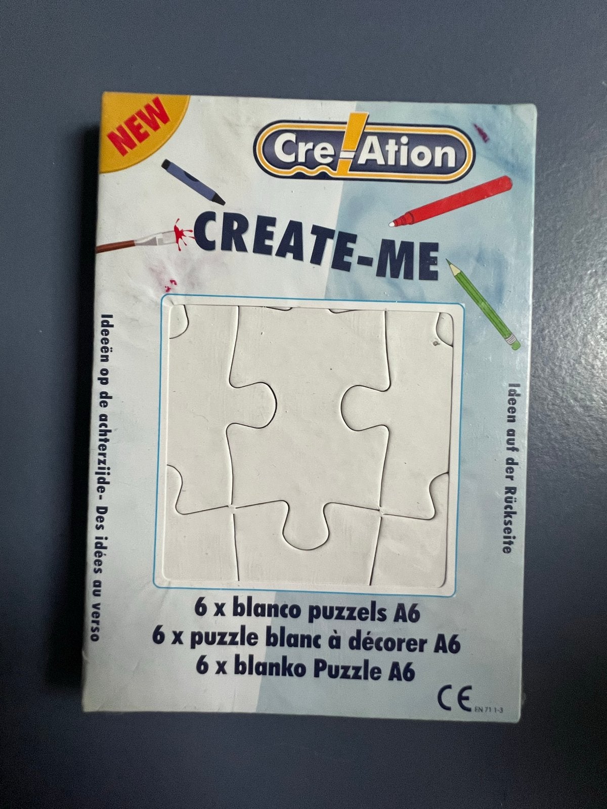 Cre-ation Create-Me blanco puzzels A6 - 6 stuks, Ophalen of Verzenden, Minder dan 500 stukjes, Nieuw, Legpuzzel