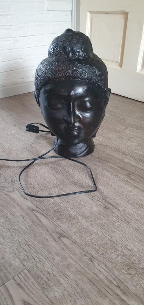 Boeddha Hoofd Lamp - Zwart, Sfeervolle Verlichting, Overige materialen, Gebruikt, Ophalen of Verzenden, Oosters, Boeddhistisch, Sfeervol