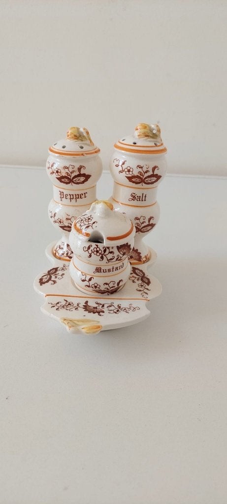 4 delig Vintage Arnart Japan Bruin Onion zout- en peper stel, Ophalen of Verzenden