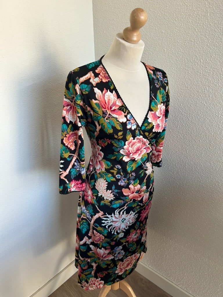King Louie maat L prachtige bloemen crossdress jurk 3146, Maat 42/44 (L), Ophalen of Verzenden, Zo goed als nieuw, Knielengte