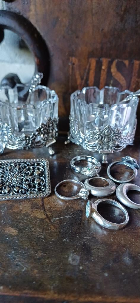 Zilver  19 de eeuws  zout vaatjes bij gaaf bieden van af 100, Ophalen of Verzenden, Zilver