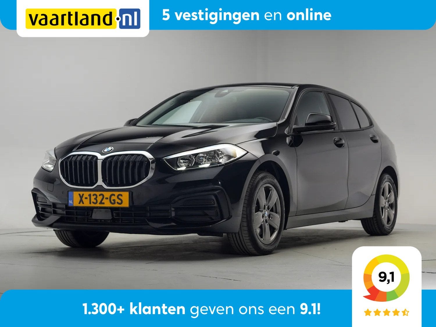 BMW 1-serie 118i Aut. [ Navi Apple/Android Cruise ], Auto's, 136 pk, Gebruikt, 1295 kg, Zwart