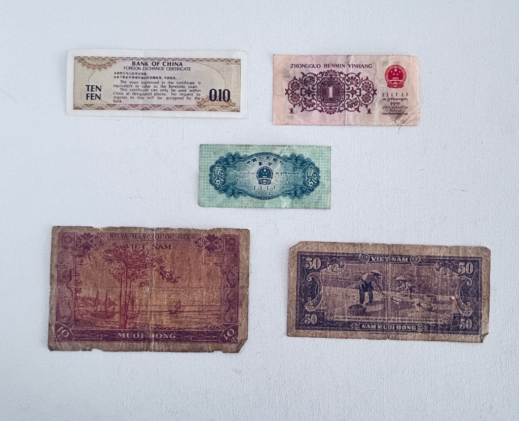 Set 5x uniek oud Aziatisch papiergeld (o.a. Zuid-Vietnam), Ophalen, Zuidoost-Azië, Los biljet