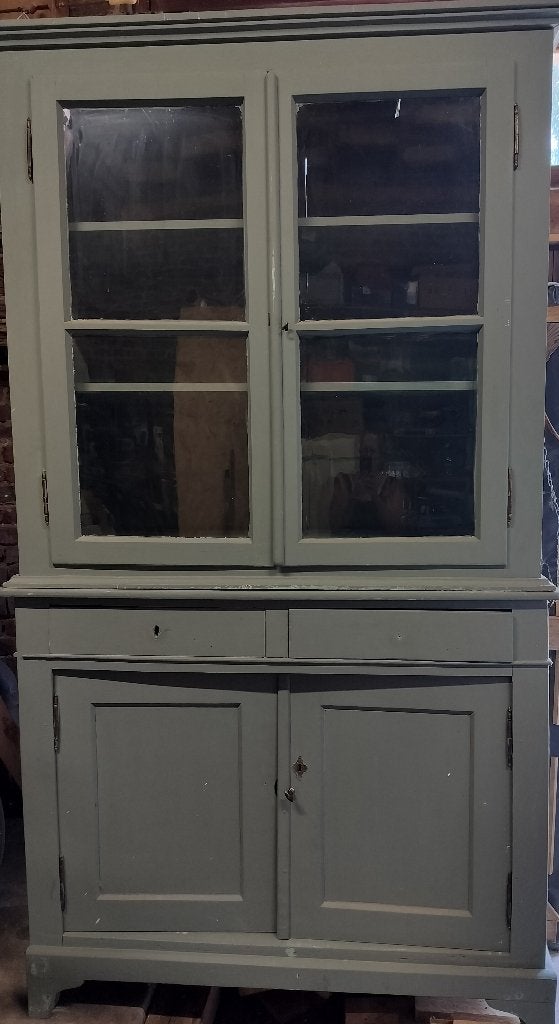Antieke buffetkast / vitrinekast - landelijke stijl, Huis en Inrichting, Ophalen, Gebruikt, Landelijke stijl, Antiek, 150 tot 200 cm