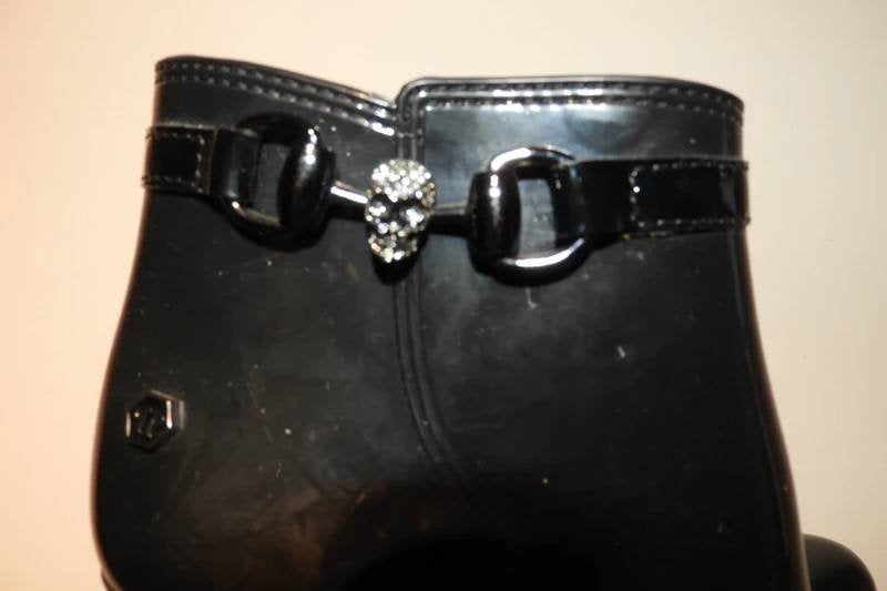 Philipp Plein regen enkel laarzen schedel swarovski, Verzenden, Zwart, Philipp Plein, Regenlaarzen