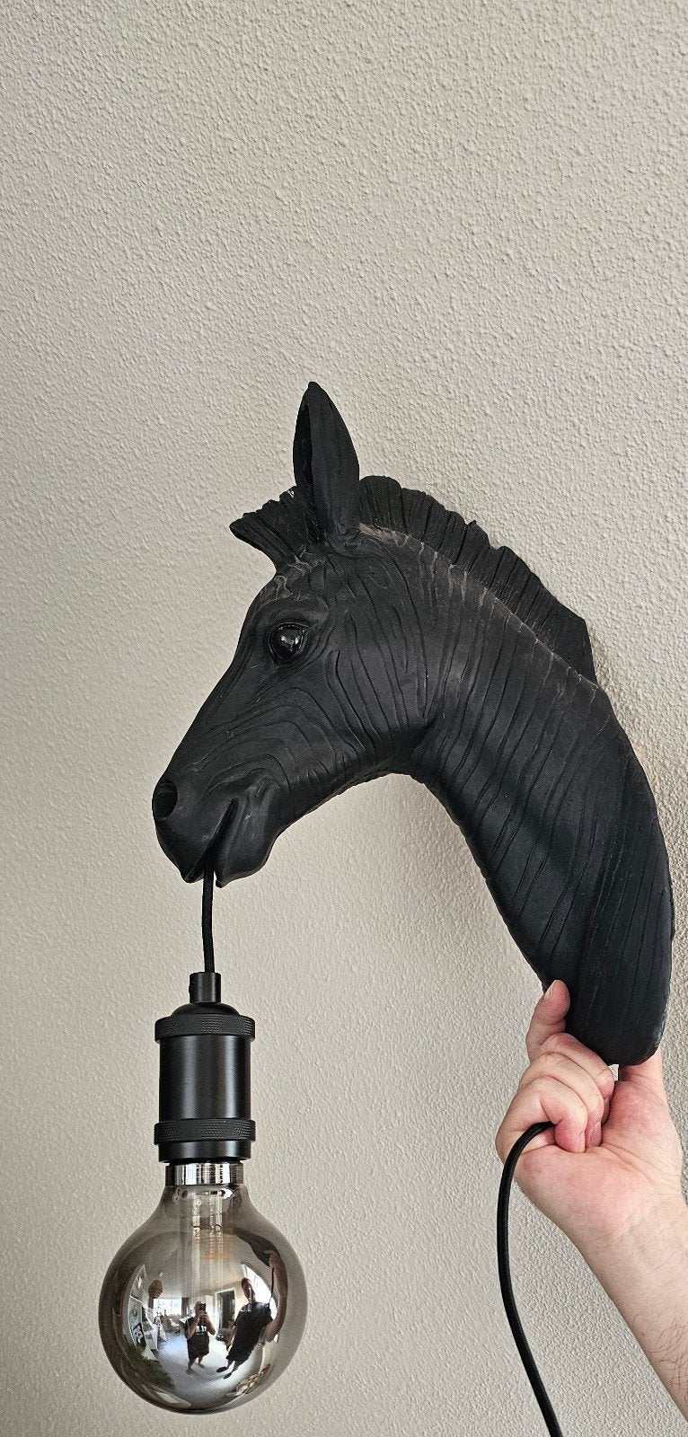 Zebra Wandlamp – Decoratieve Designlamp – Zwart, Ophalen of Verzenden, Zo goed als nieuw, E27 (groot)