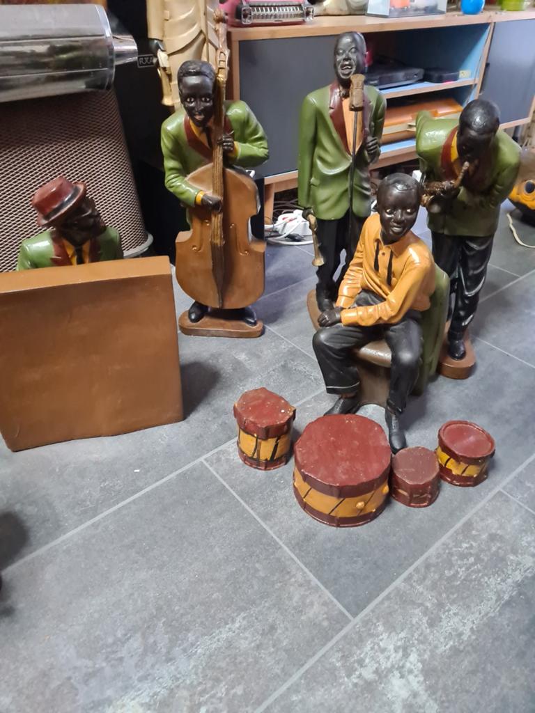 Vintage Jazz Band Beelden Set - Muzikanten Decoratie, Groep mensen, Handgemaakt, Overige materialen, Beeld