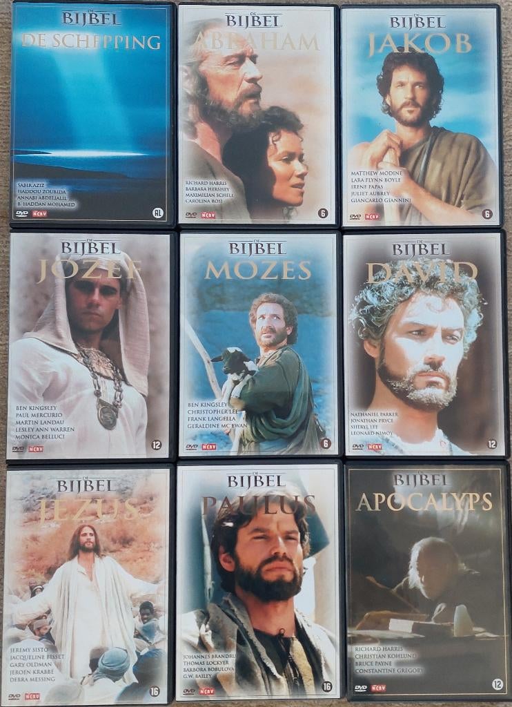 Collectie van 9 Bijbel DVD's, Alle leeftijden, Ophalen of Verzenden, Zo goed als nieuw, Boxset