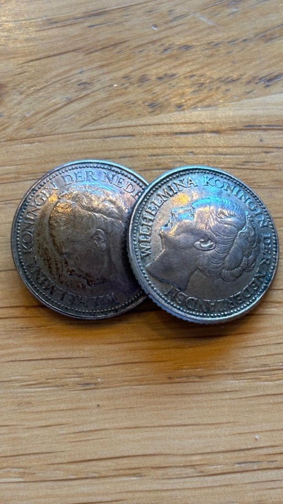 Machetknopen zilveren kwartjes uit 1940 en 1944, Setje, Zilver, 25 cent, Ophalen of Verzenden