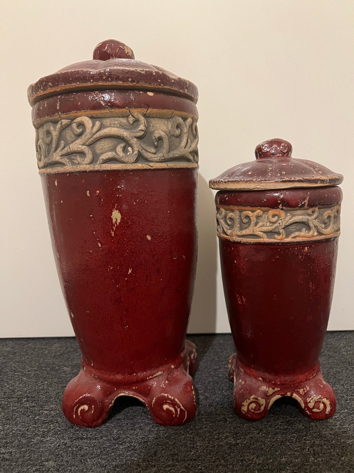 Decoratieve Rode Potten Set - Vintage Stijl, Ophalen