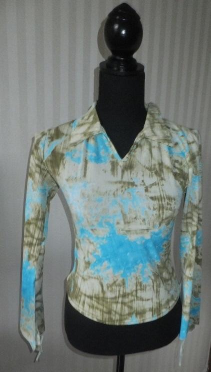 Tie dye top groen/blauw, mooie pasvorm, leuk op jeans 36 S, Verzenden, Lange mouw, Maat 36 (S), Gedragen