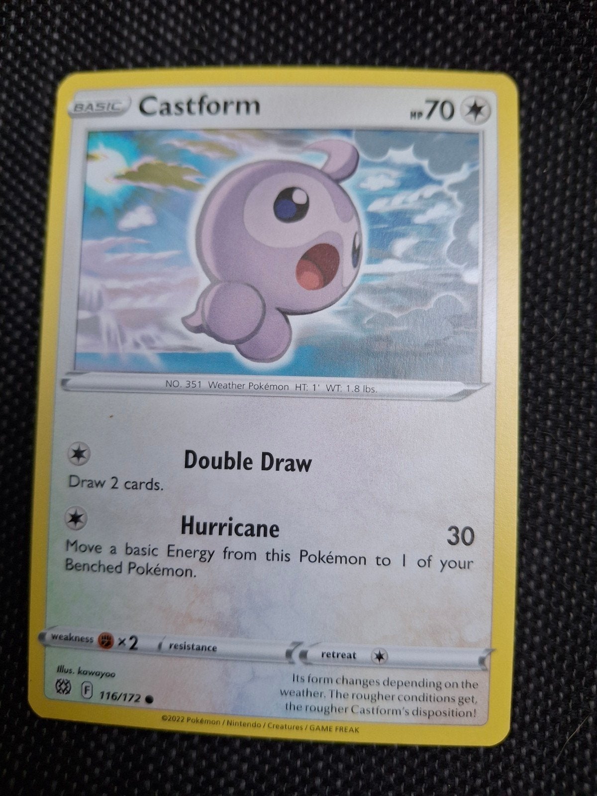 Pokémon Kaart Castform 116/172, Ophalen of Verzenden, Zo goed als nieuw, Losse kaart