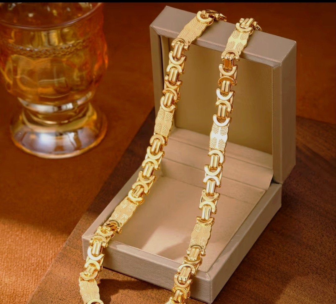 PRACHTIGE VERGULDE 18K GOUDEN BYZANTIJNSE KONINGSKETTING, Sieraden, Tassen en Uiterlijk, Armbanden, Ophalen of Verzenden, Nieuw